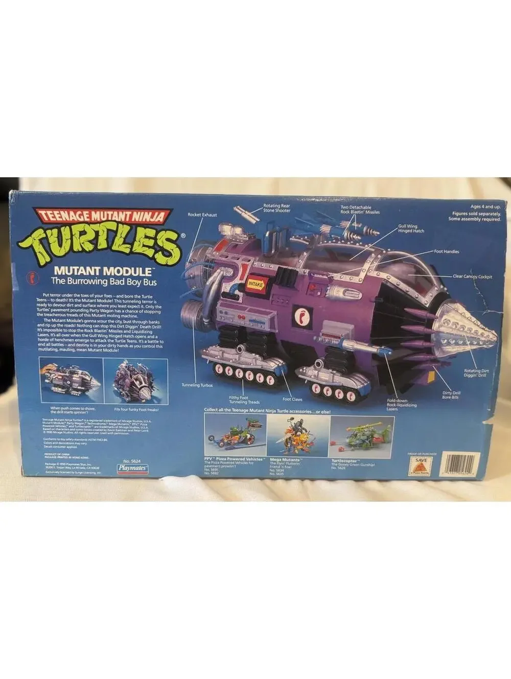Vintage TMNT Mutant Module Battle Wagon Vehicle 1990 Playmates Original Complete